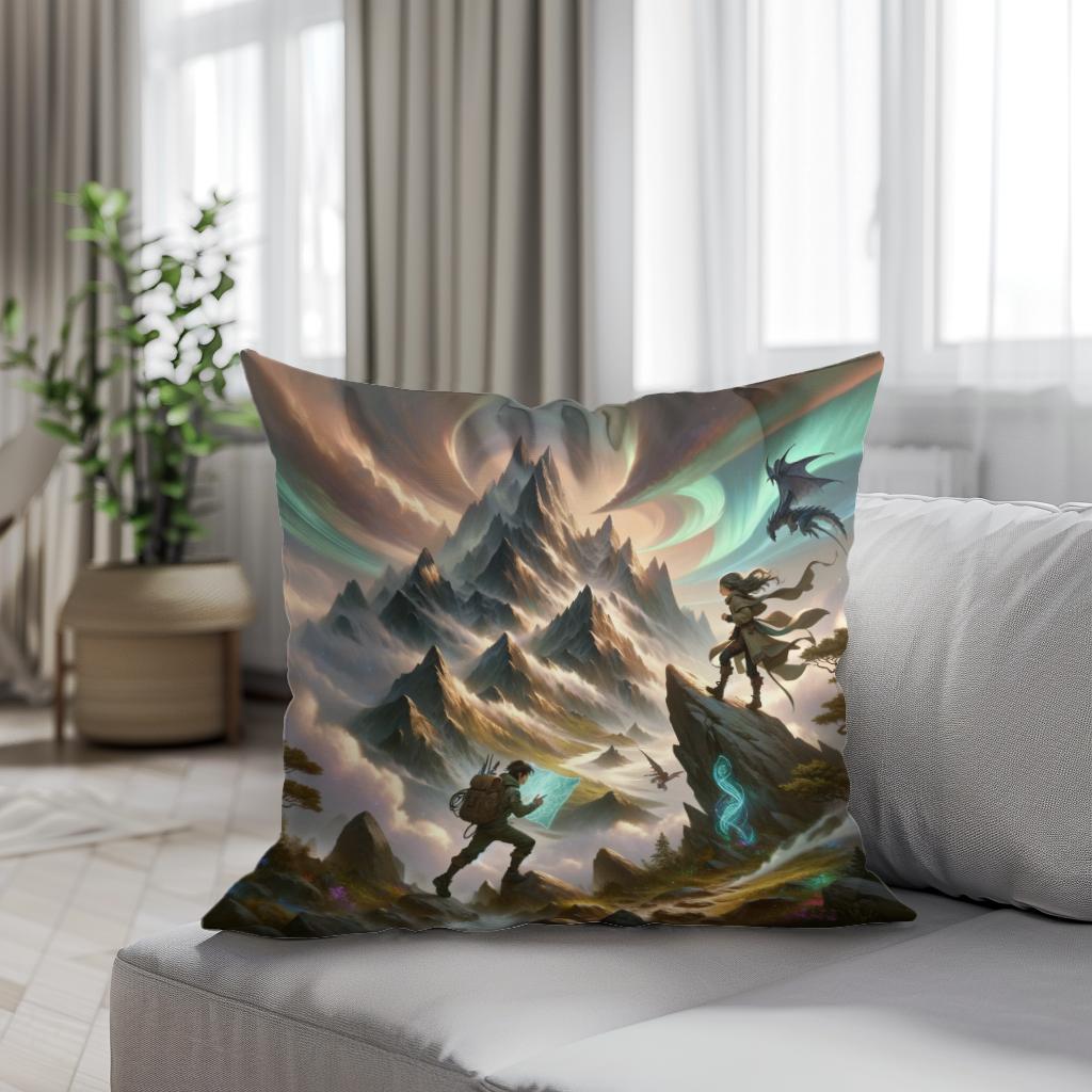 Mystical Mountain Journey Cotton Cushion
