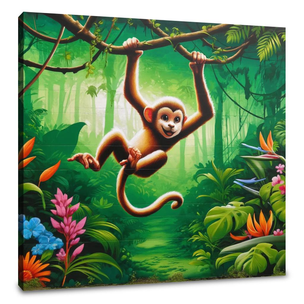 Mischievous Monkey Mural Canvas