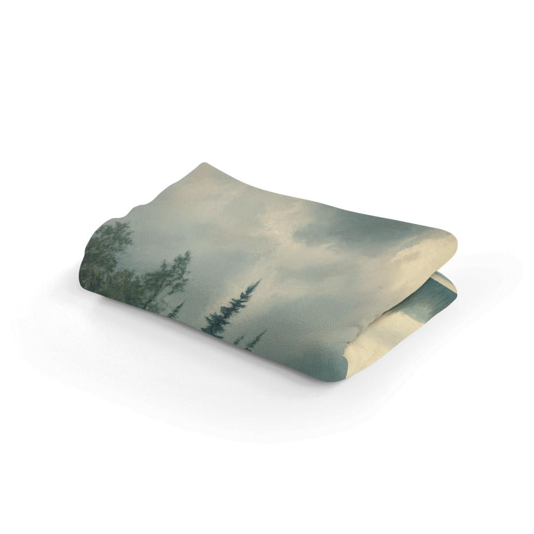 Reflective Pines under Grey Blanket
