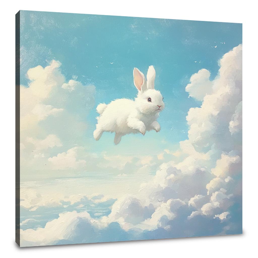 Fluffy Clouds Bunny Canvas