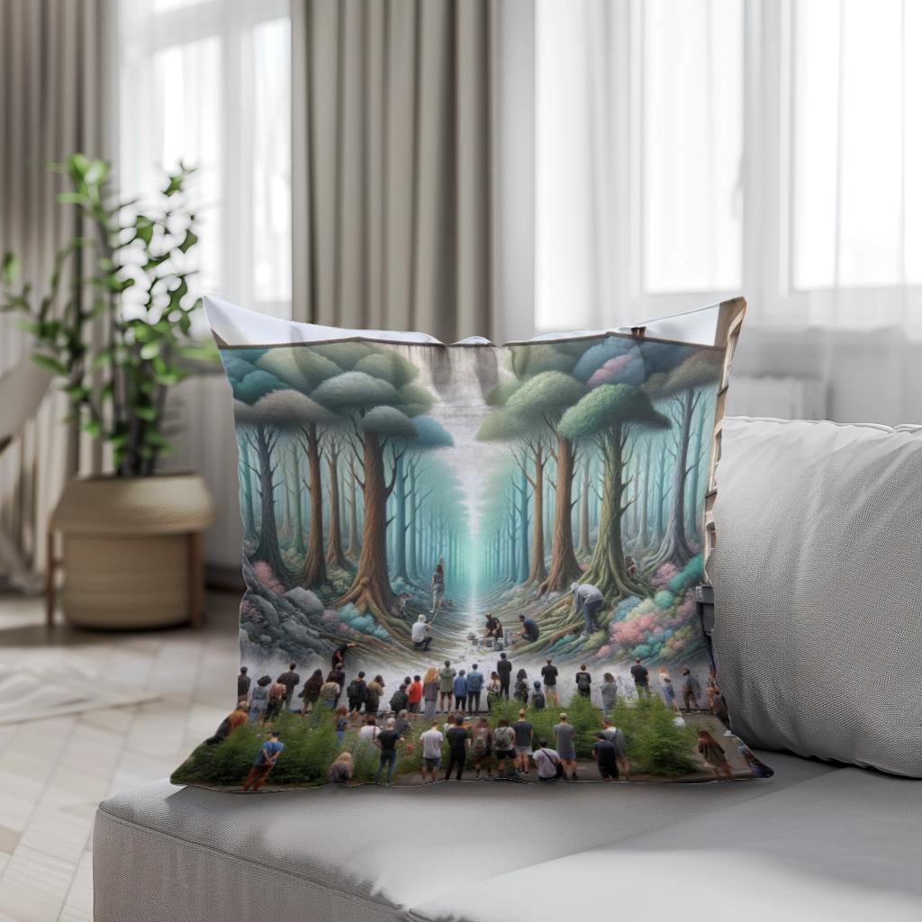 Forest Mural Oasis Cotton Cushion