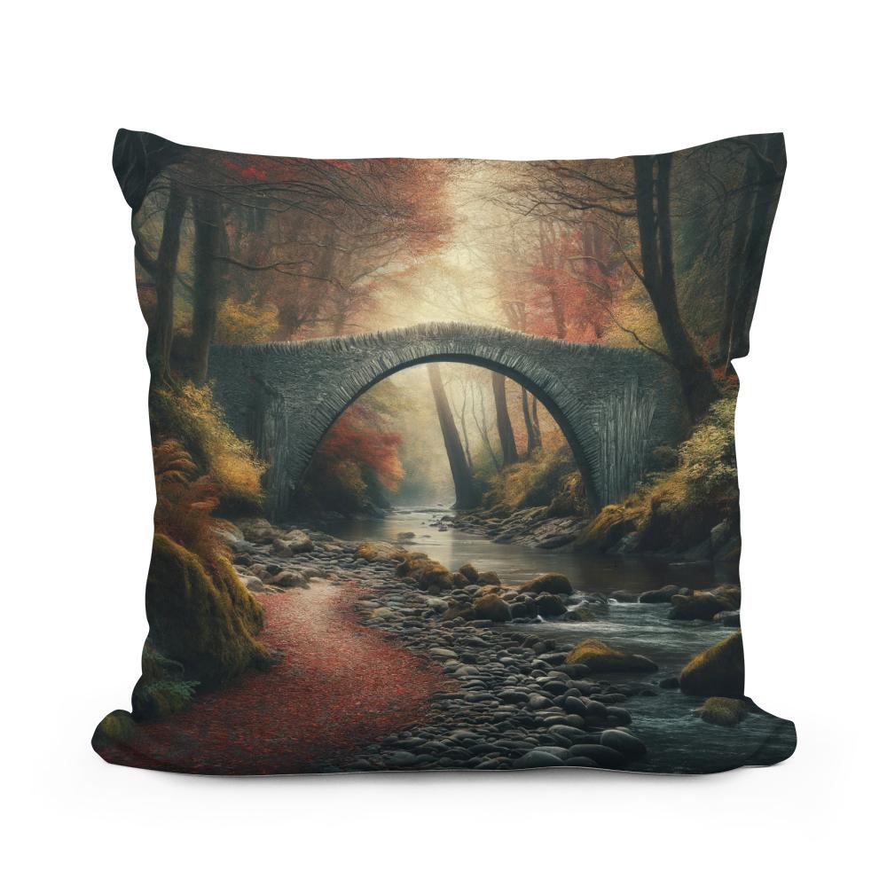 Autumn Bridge Solitude Cotton Cushion