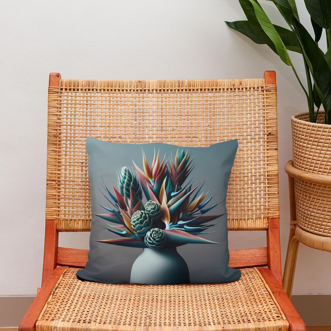 Exotic Blooms Close-Up Cotton Cushion