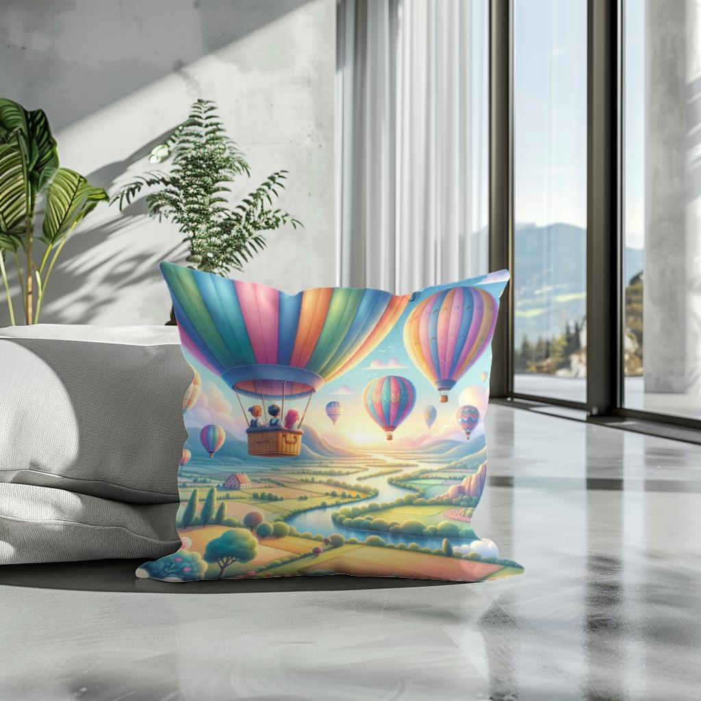 Balloon Adventure Cotton Cushion