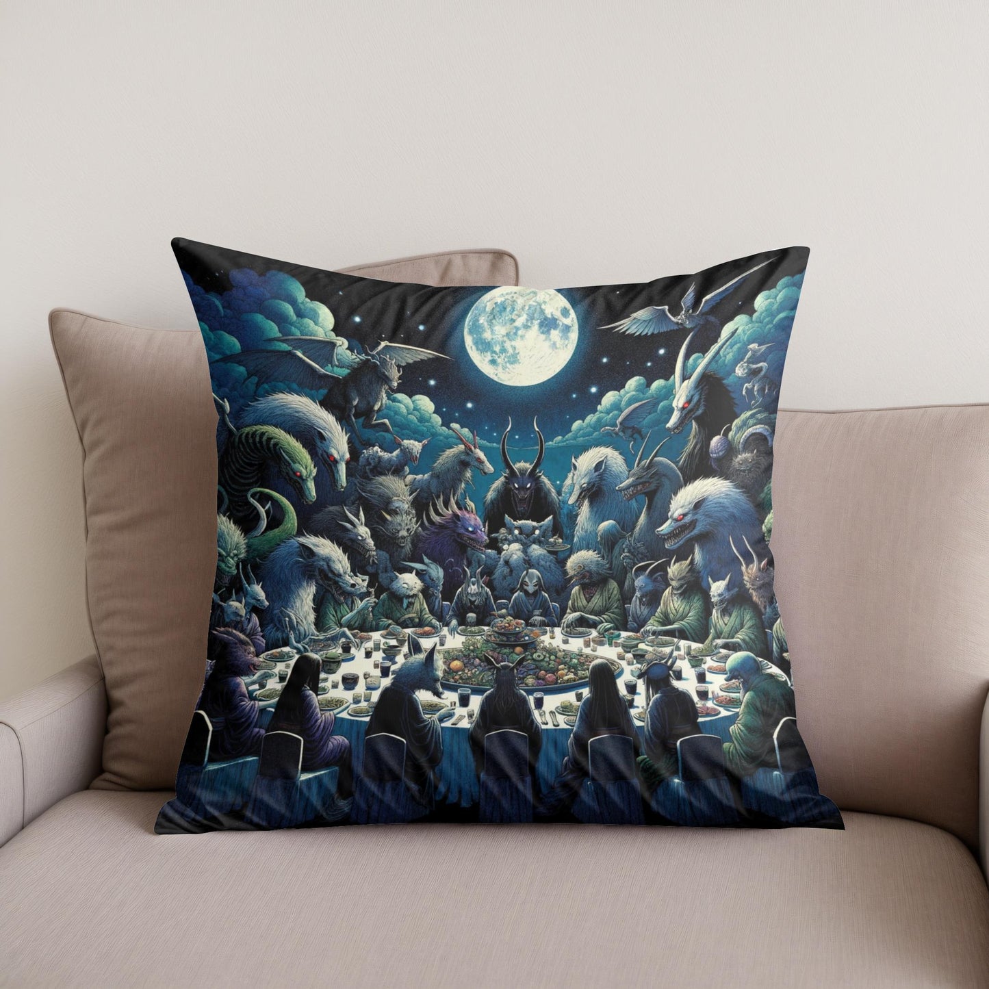 Banquet of the Yokai Cotton Cushion