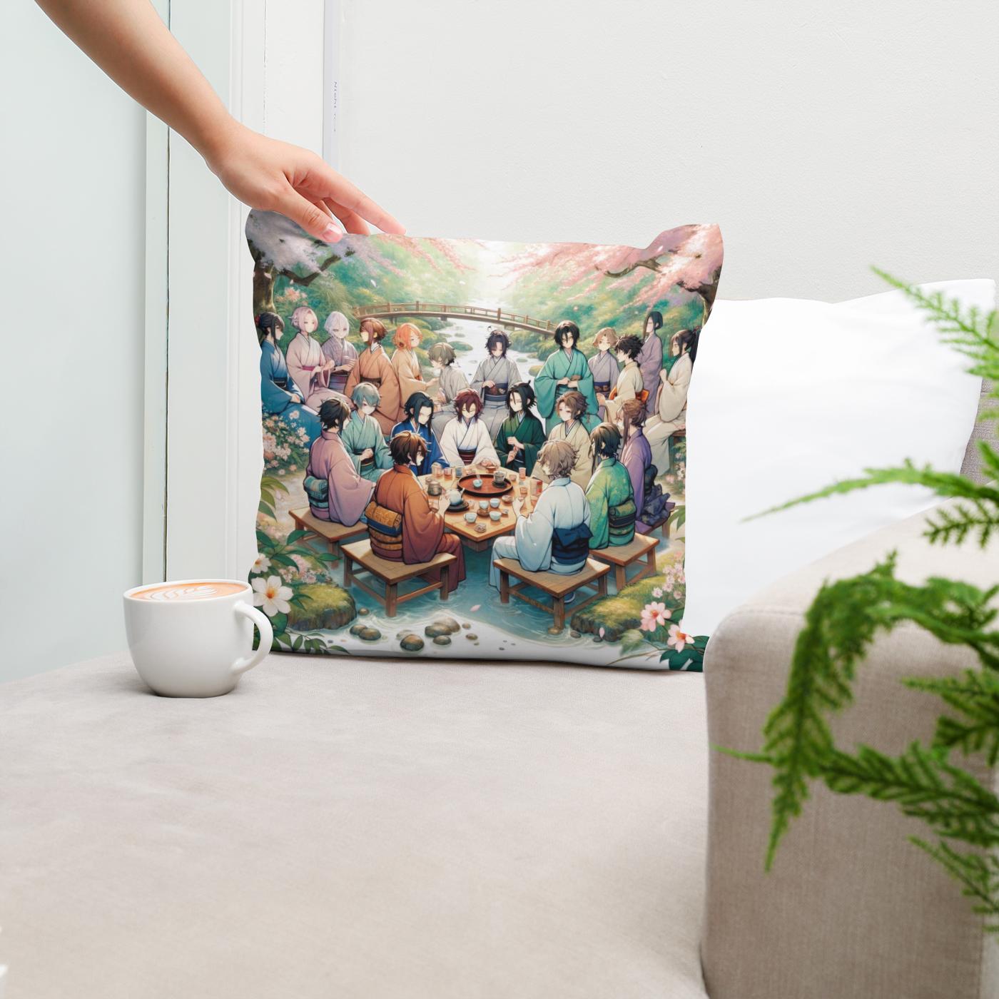 Sakura Garden Tea Party Cotton Cushion
