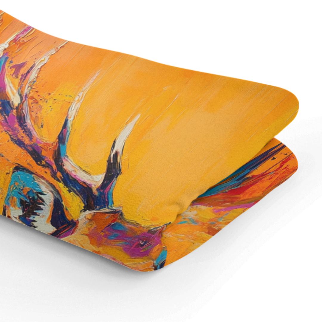 Vibrant Deer on Orange Blanket
