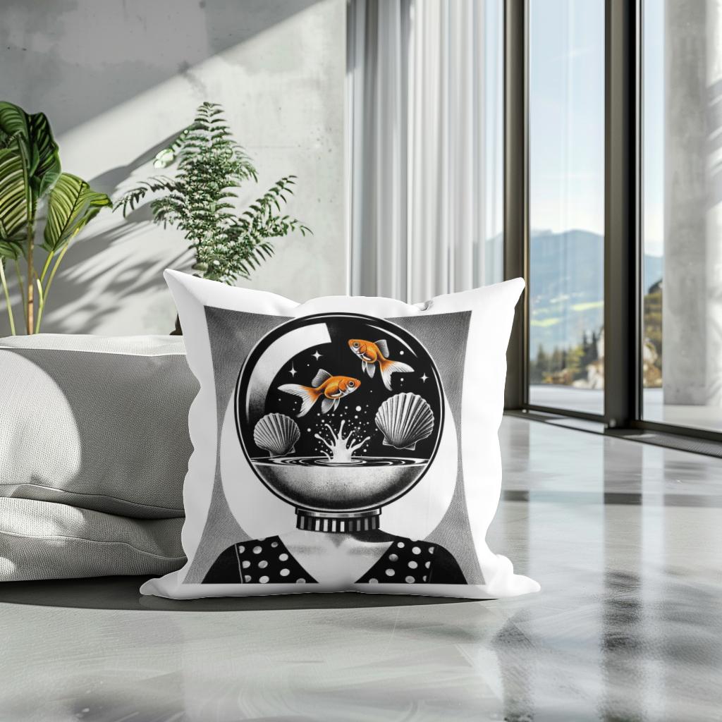 Whimsical Seashell Siren Cotton Cushion