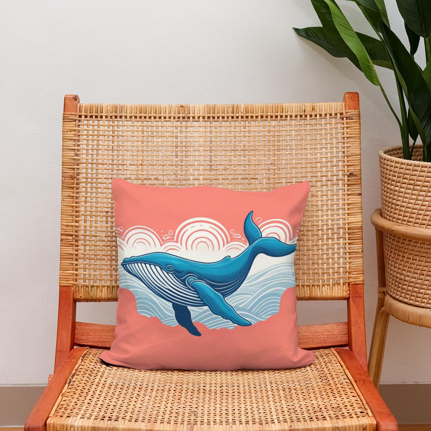 Serene Whale Cotton Cushion