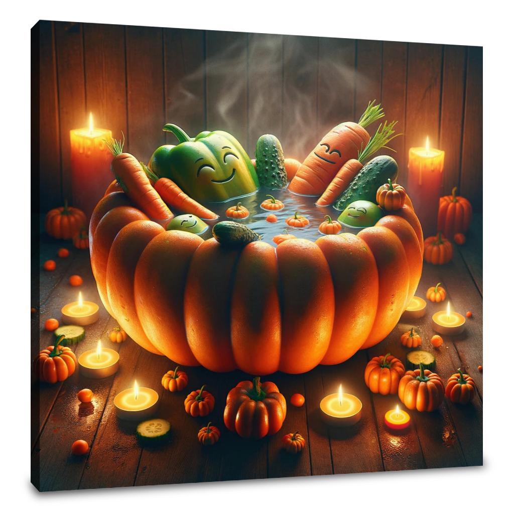 Pumpkin Hot Tub Retreat Canvas