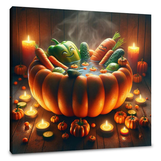 Pumpkin Hot Tub Retreat Canvas