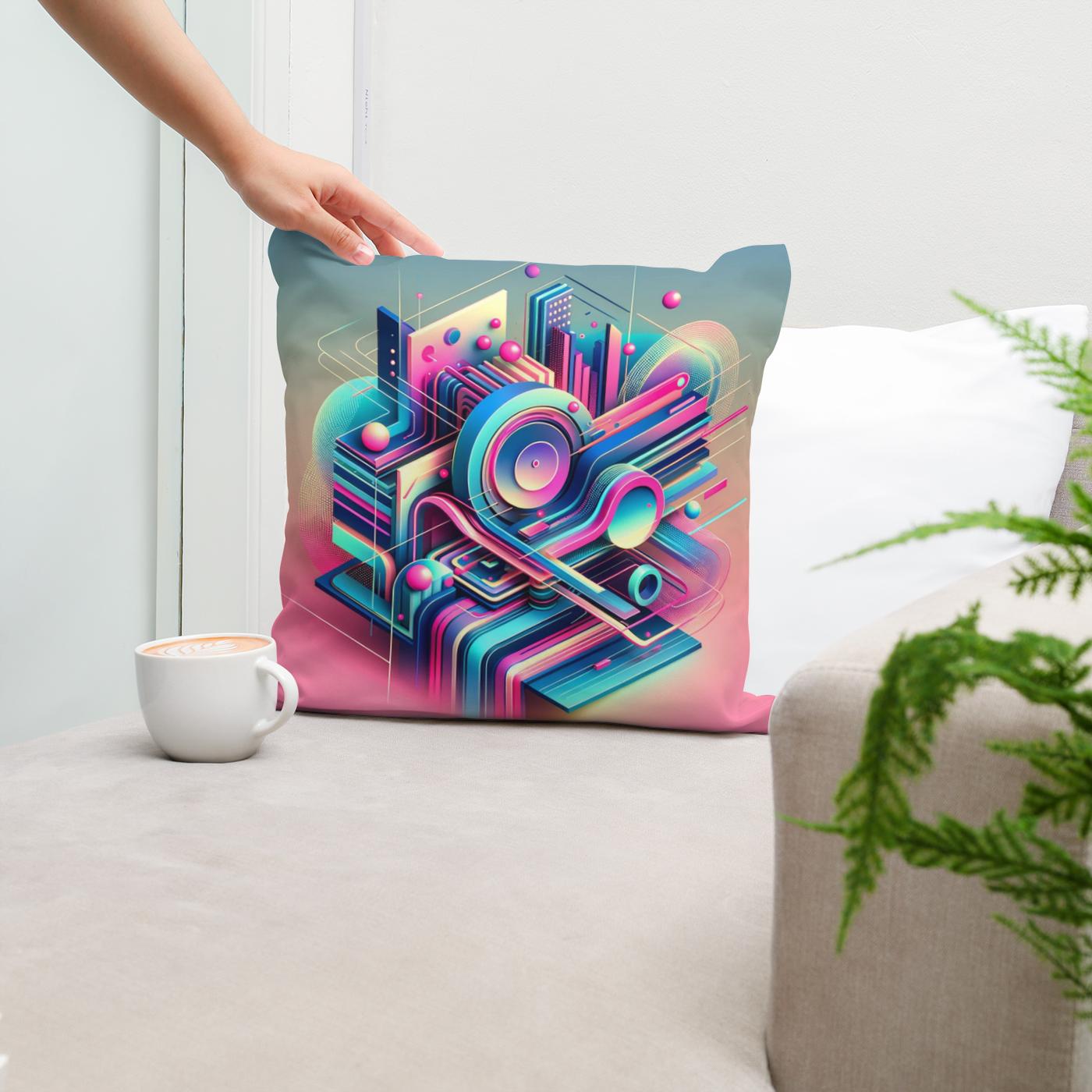 A Neon Abstract Symphony Cotton Cushion