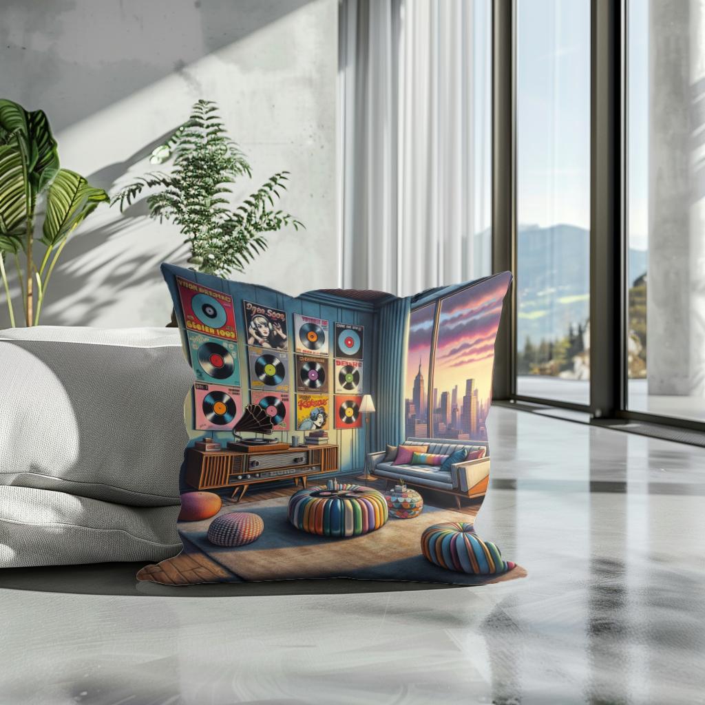 Retro Pop Vinyl Cotton Cushion