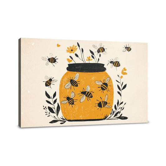 Embroidered Honey Jar Canvas