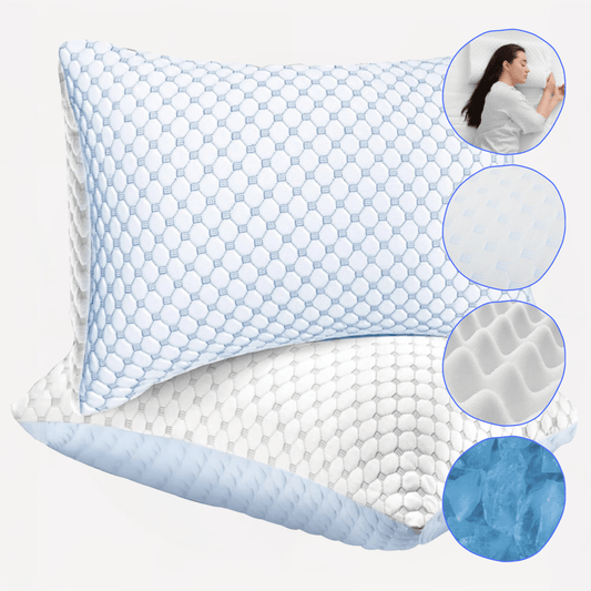 OLIVIA ROCCO Ice Cool Hypoallergenic Cooling Memory Foam Pillow for Cold Night Comfort and Breathable All Night Support Daily
