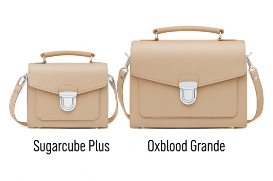 Handmade Leather Sugarcube Handbag - Iced Coffee