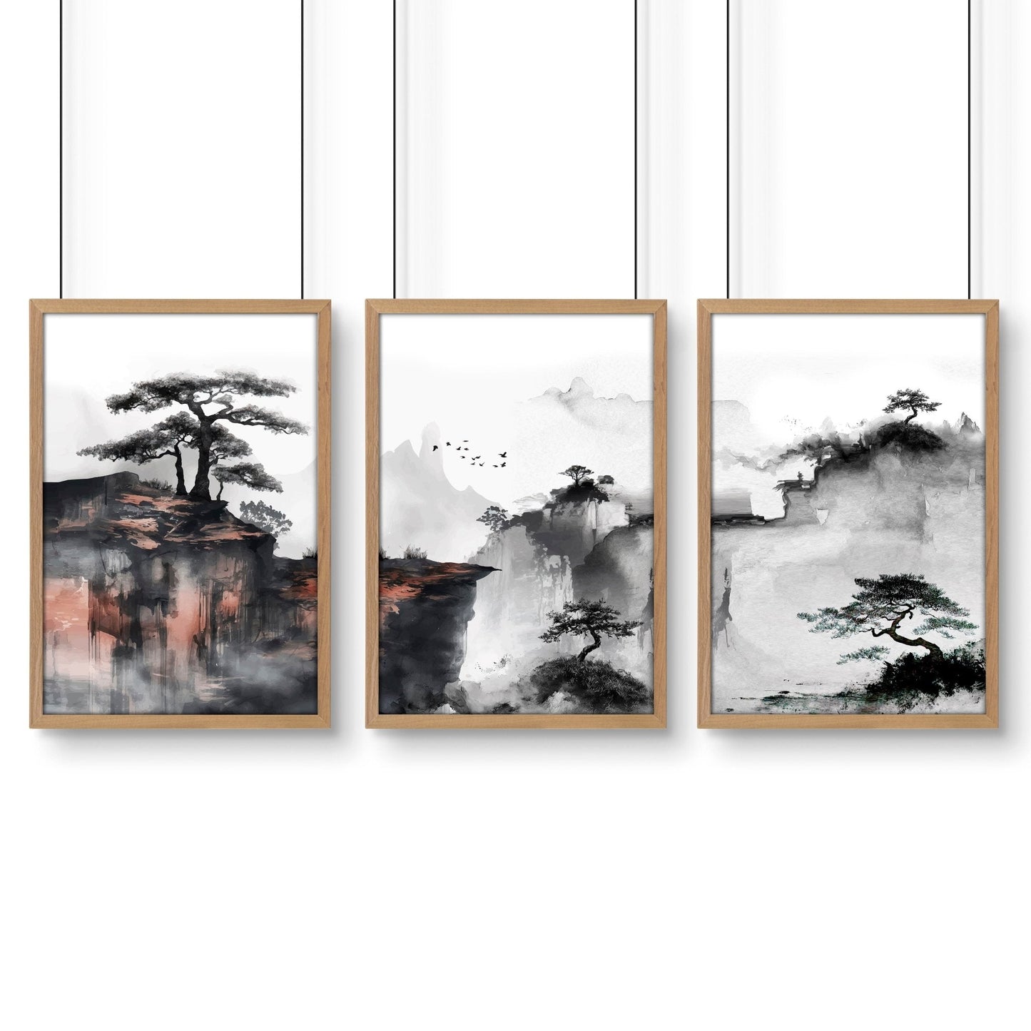 Ideas For Bedroom Wall Art | Set of 3 Asian Inspired Wall art Prints