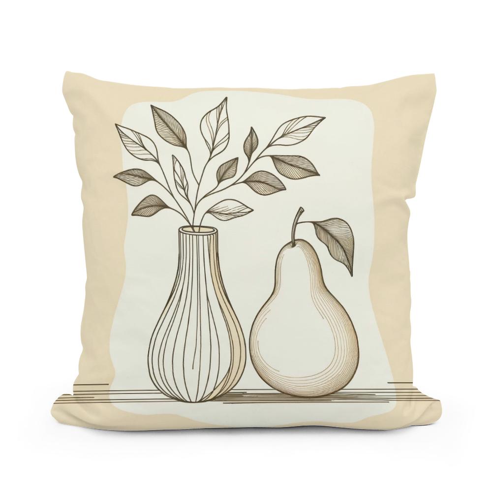 Pear and Vase Serenity Cotton Cushion