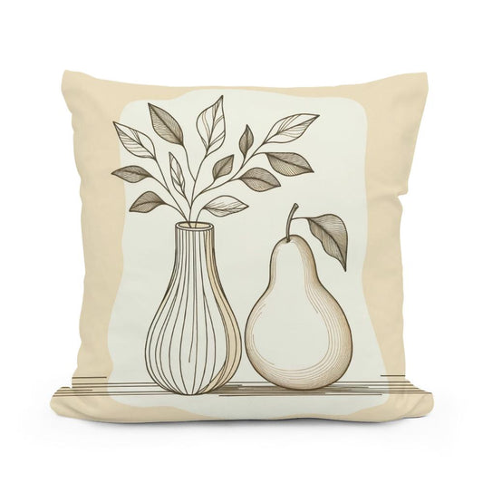 Pear and Vase Serenity Cotton Cushion
