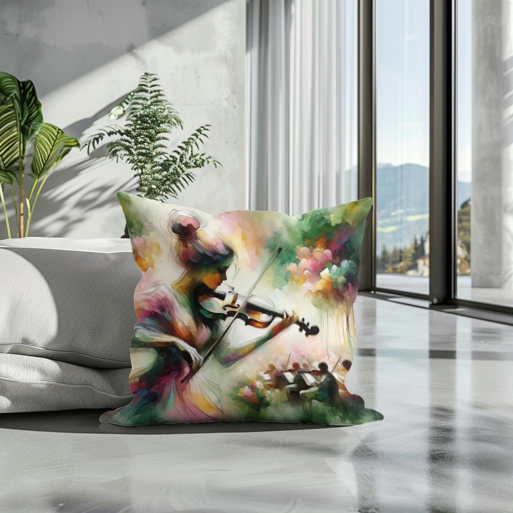 Garden Violinist Cotton Cushion