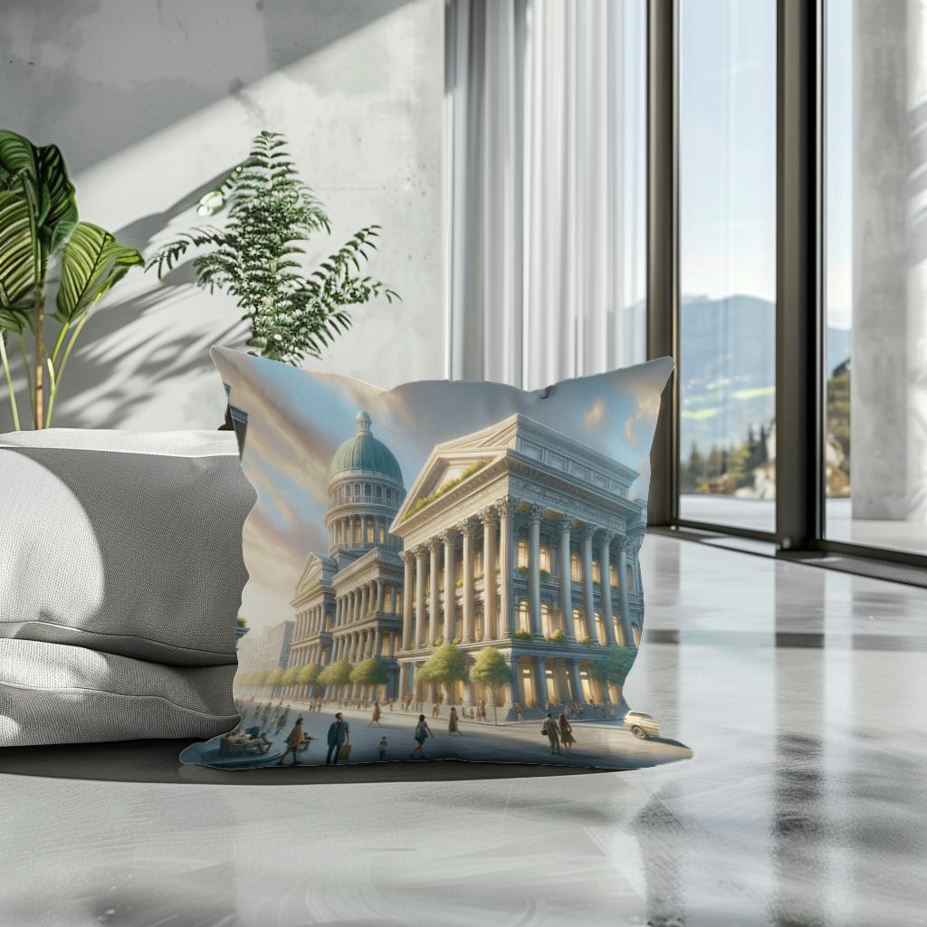 Neo-Neoclassical Square Cotton Cushion