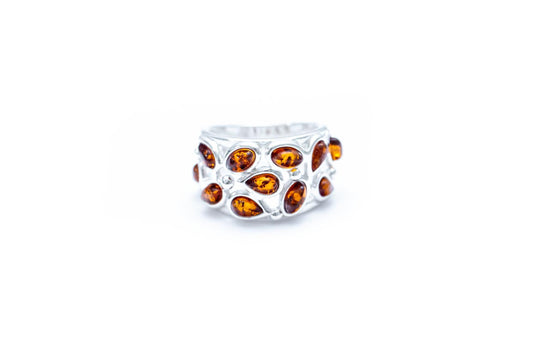 Floral Amber Cuff Ring