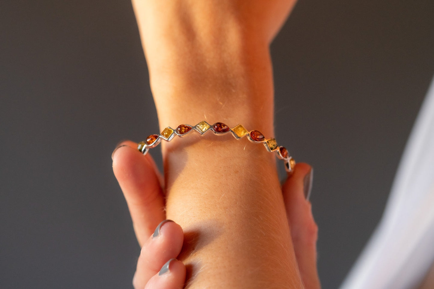 Multicolour Amber Geometric Bangle