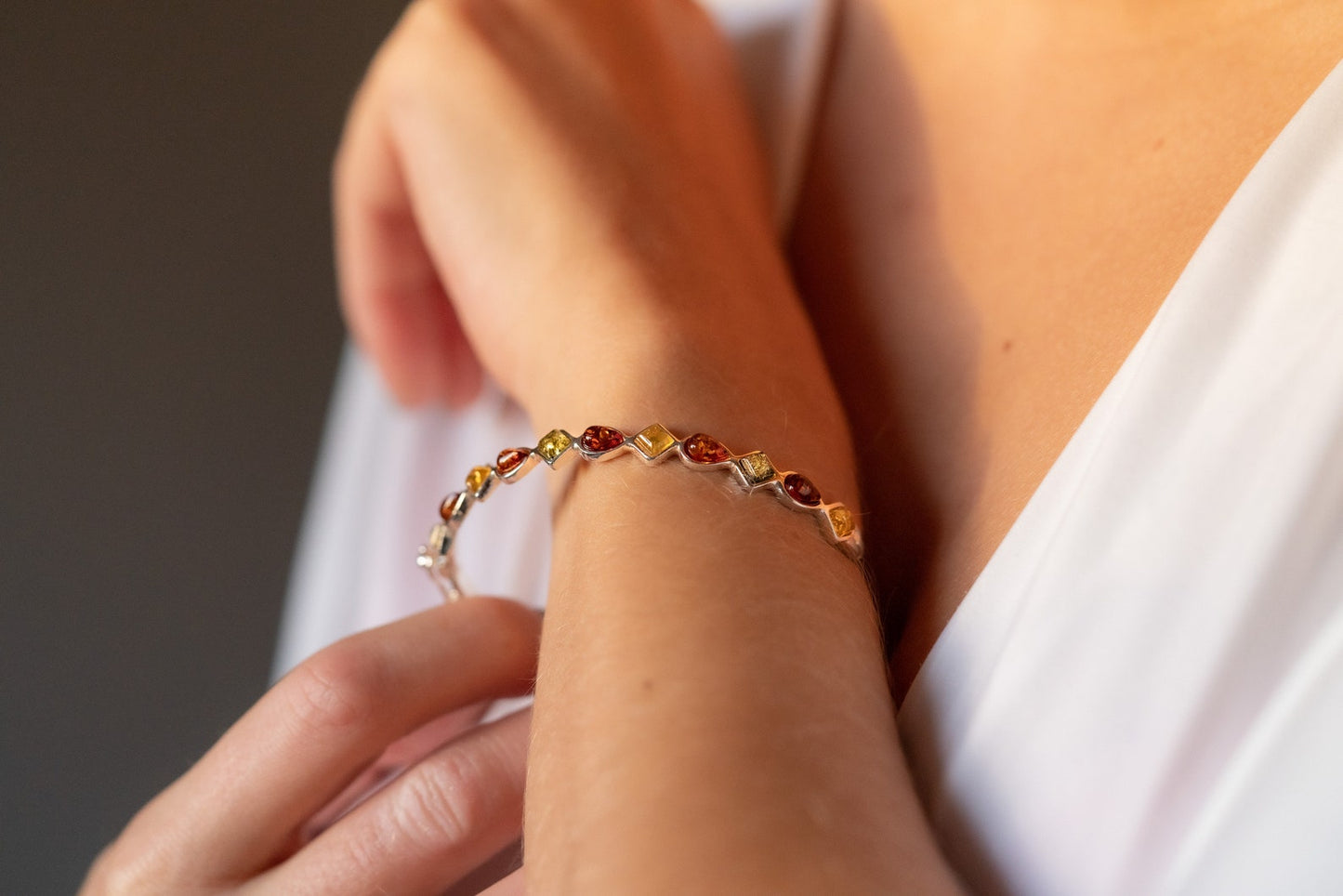 Multicolour Amber Geometric Bangle