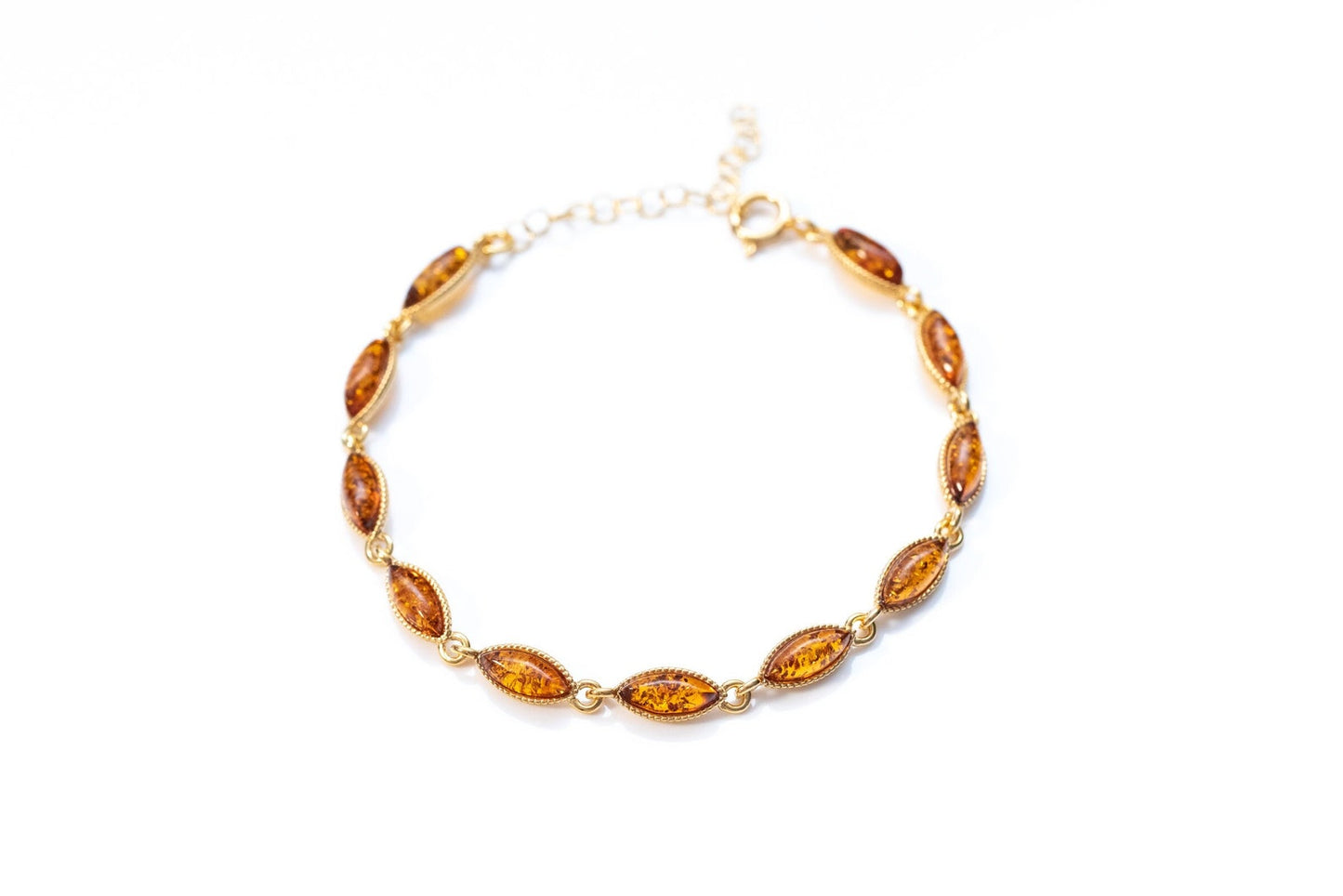 Dainty Amber and Gold Plated Silver Bracelet