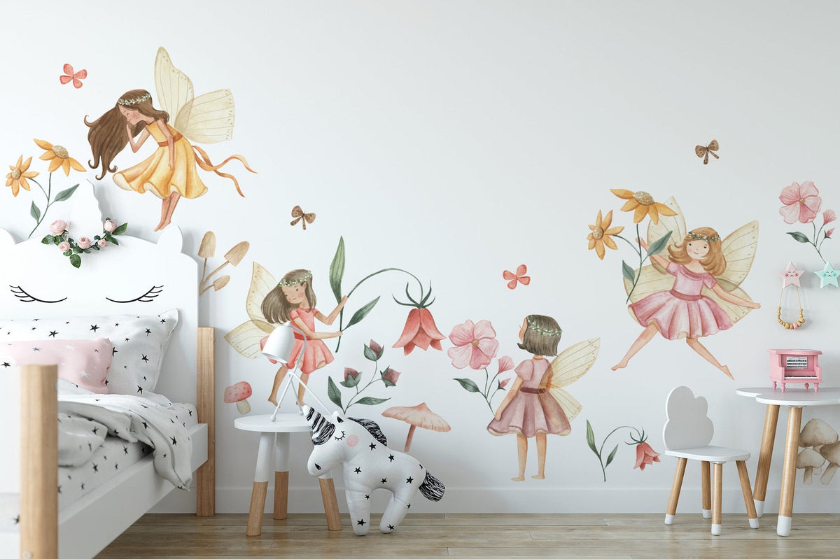 Fairy Wall Decal | Watercolour Fairies Wall Decal | Nursery Fairytale Sticker
