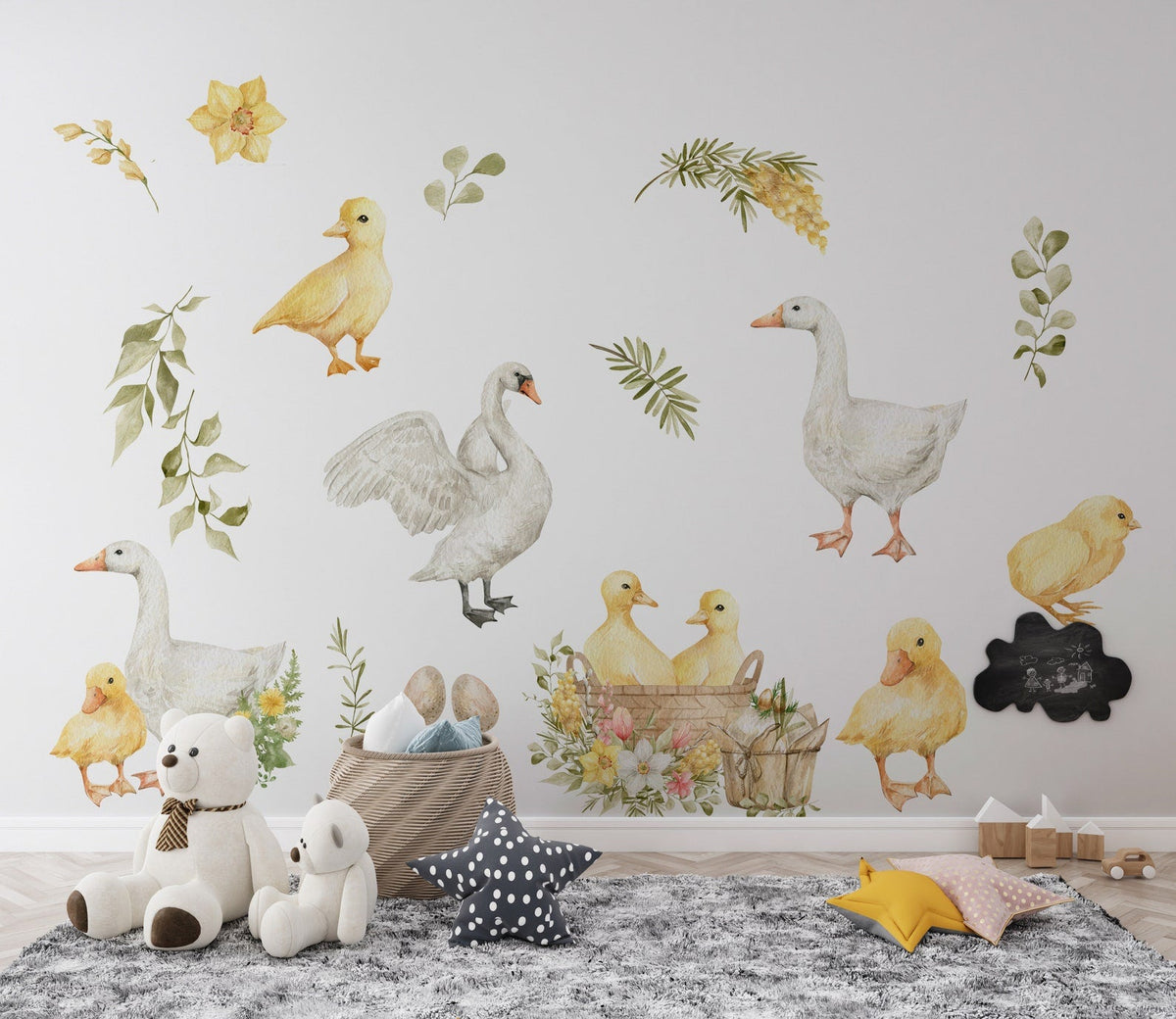 Goose Wall Decals | Watercolour Geese Wall Stickers | Farm Animals Decals | Kids Room Decor