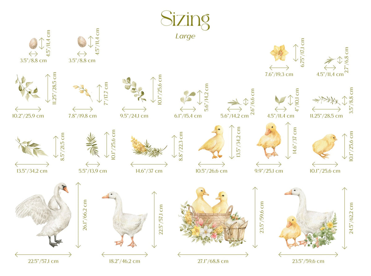 Goose Wall Decals | Watercolour Geese Wall Stickers | Farm Animals Decals | Kids Room Decor