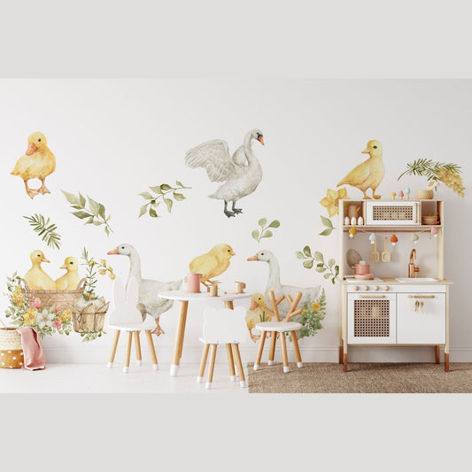 Goose Wall Decals | Watercolour Geese Wall Stickers | Farm Animals Decals | Kids Room Decor
