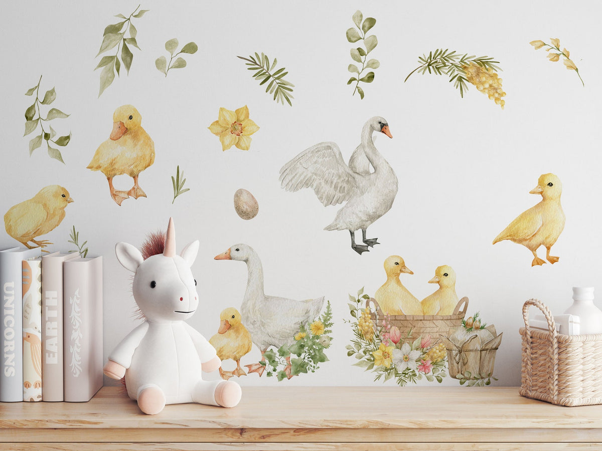 Goose Wall Decals | Watercolour Geese Wall Stickers | Farm Animals Decals | Kids Room Decor