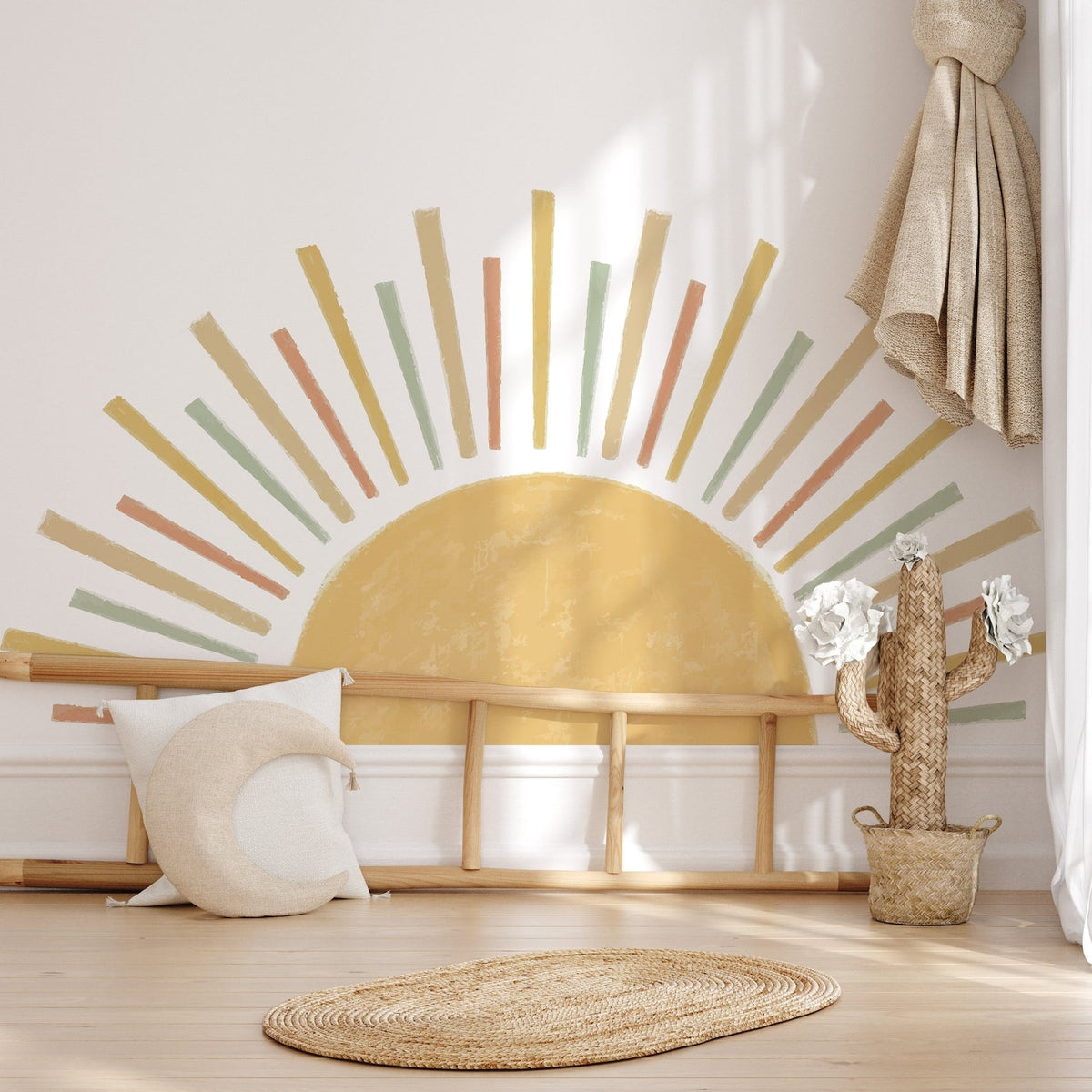 Large Boho Half Sun Watercolour Wall Decal | Nursery Decor | Kids Room Wall Art | Removable Wall Stickers | 5 sizes available