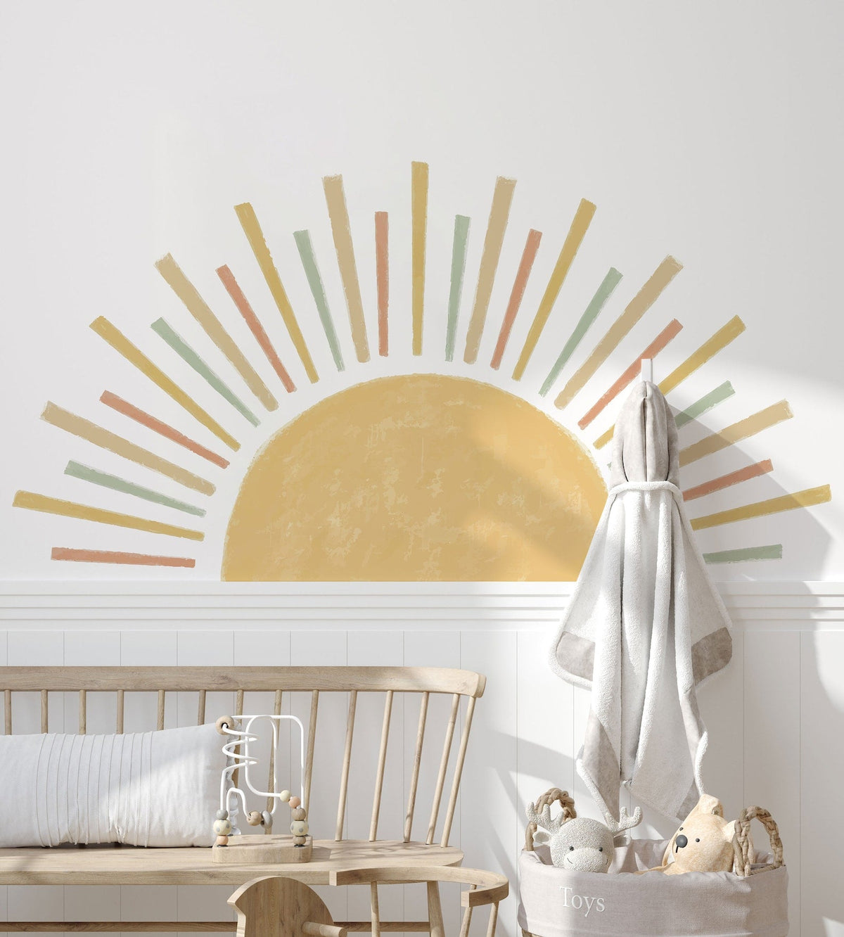 Large Boho Half Sun Watercolour Wall Decal | Nursery Decor | Kids Room Wall Art | Removable Wall Stickers | 5 sizes available
