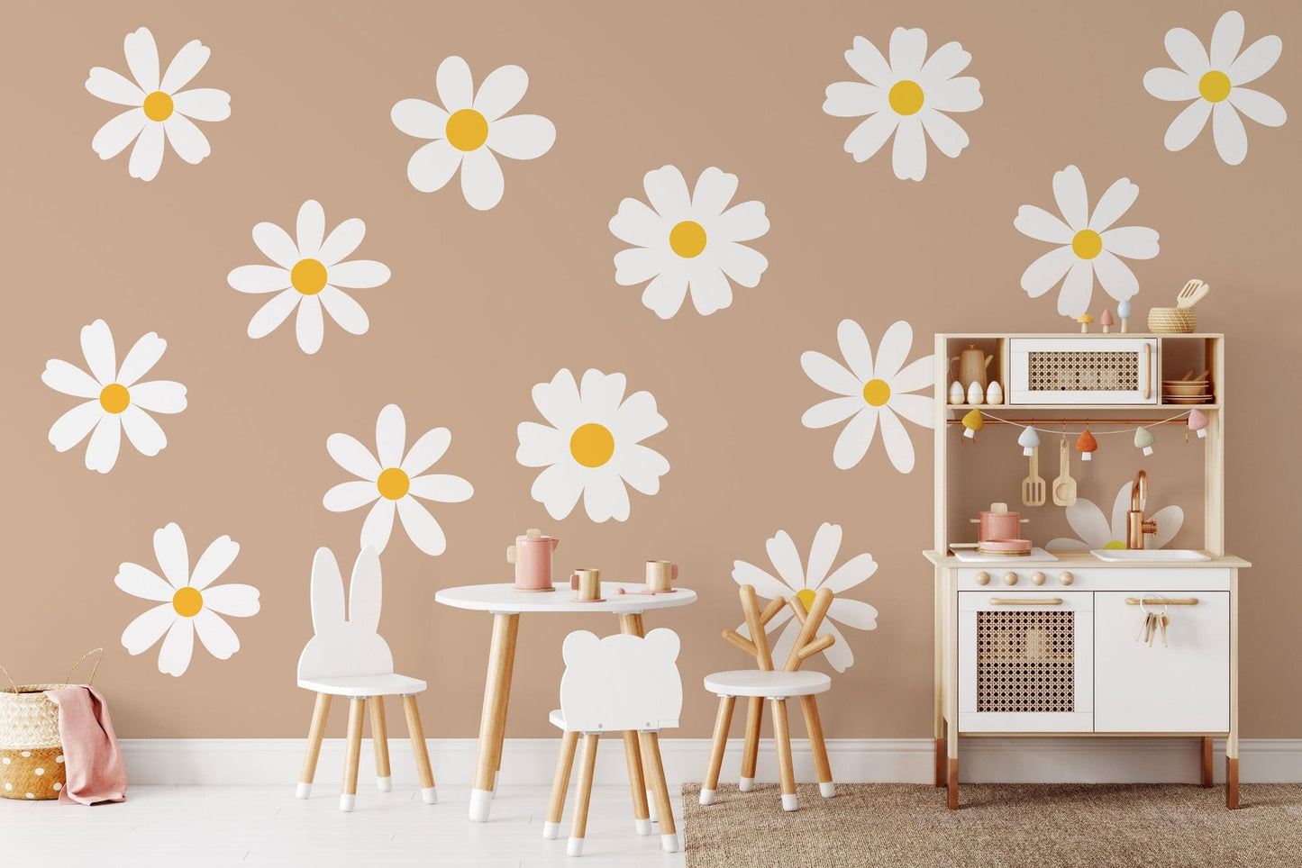 Daisy Wall Decals | Nursery Decor | Kids Room Wall Art | Removable Flower Wall Stickers