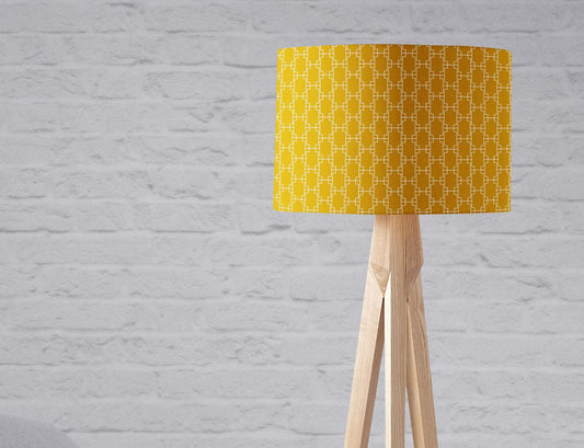 Mustard Yellow Lampshade with a White Geometric Design, Ceiling Light Shade, Table Lamp