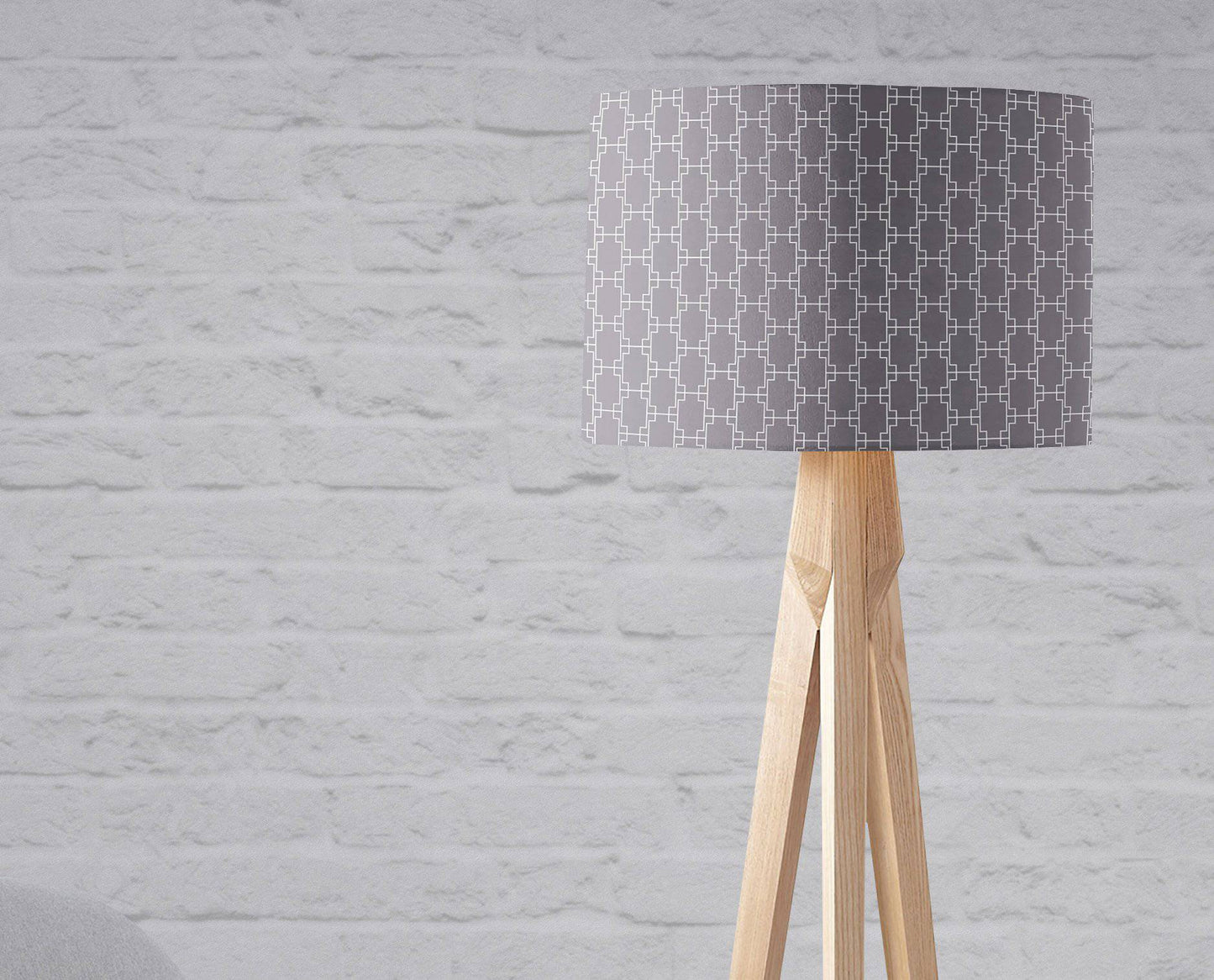 Grey with White Squares Geometric Design Lampshade, Ceiling or Table Lamp Shade