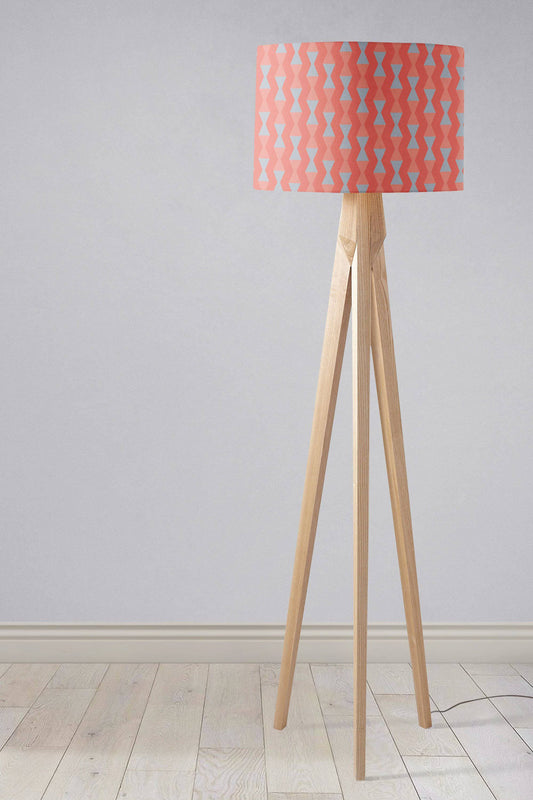 Coral and Grey Mid century Modern Retro Lampshade