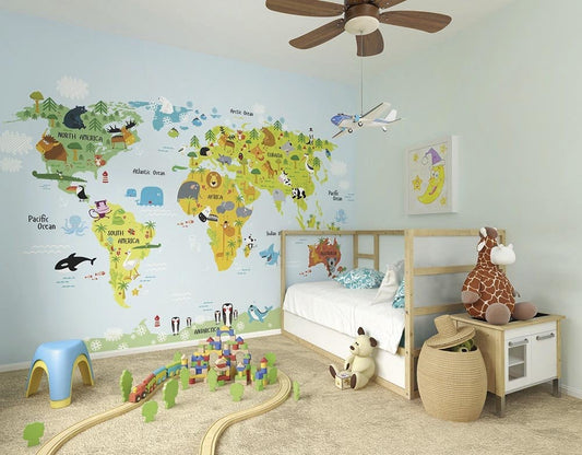 The Whole Wide World Map Wall Mural | Wallpaper | Wall Art | Peel and Stick or Traditional