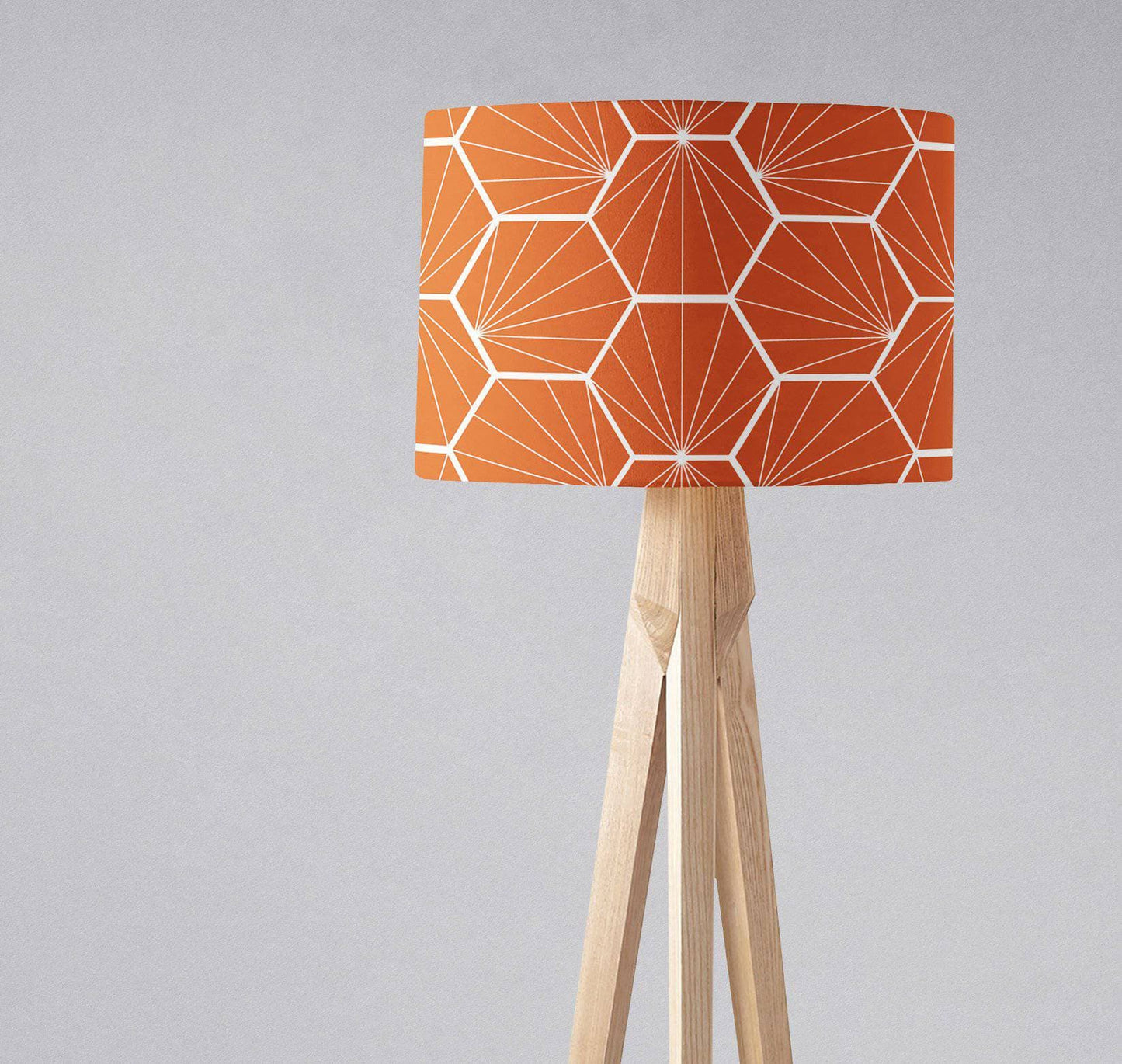 Orange Lampshade with a White Hexagon Design, Ceiling or Table Lamp Shade