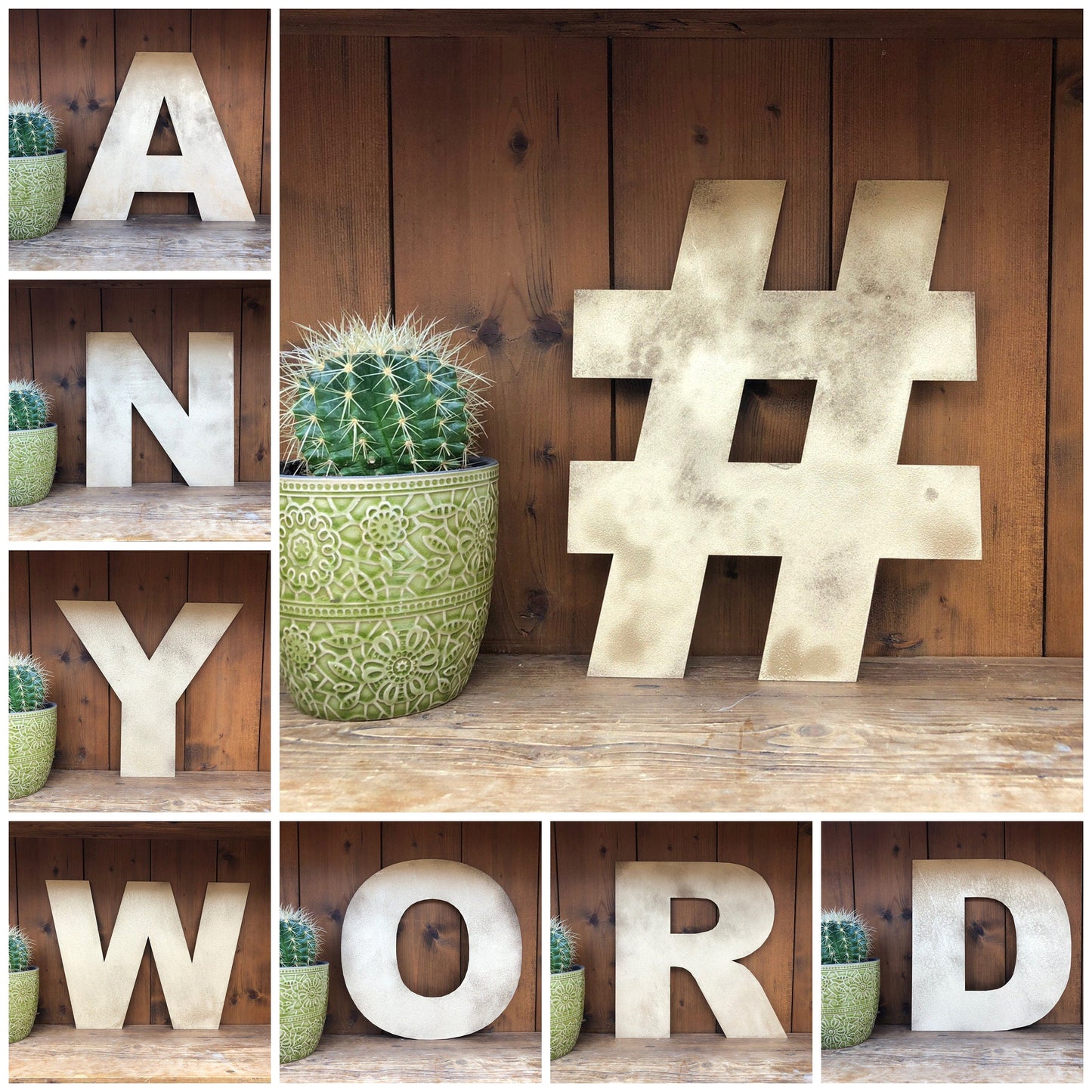 12" and 5" Gold Fat Font Metal Letters.