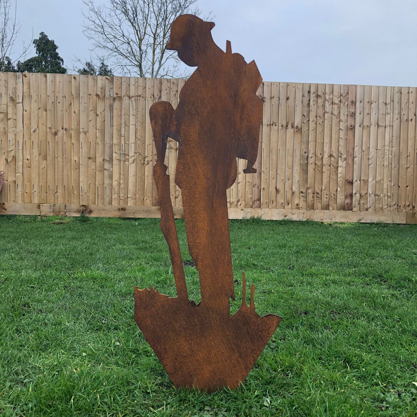 Large Rusty Metal Soldier Garden Statue