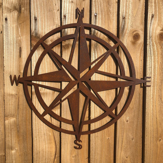 Rusty Compass Sign Wall Decoration