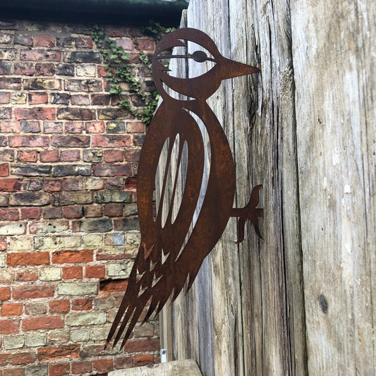 Rusty Metal Woodpecker Garden Decoration