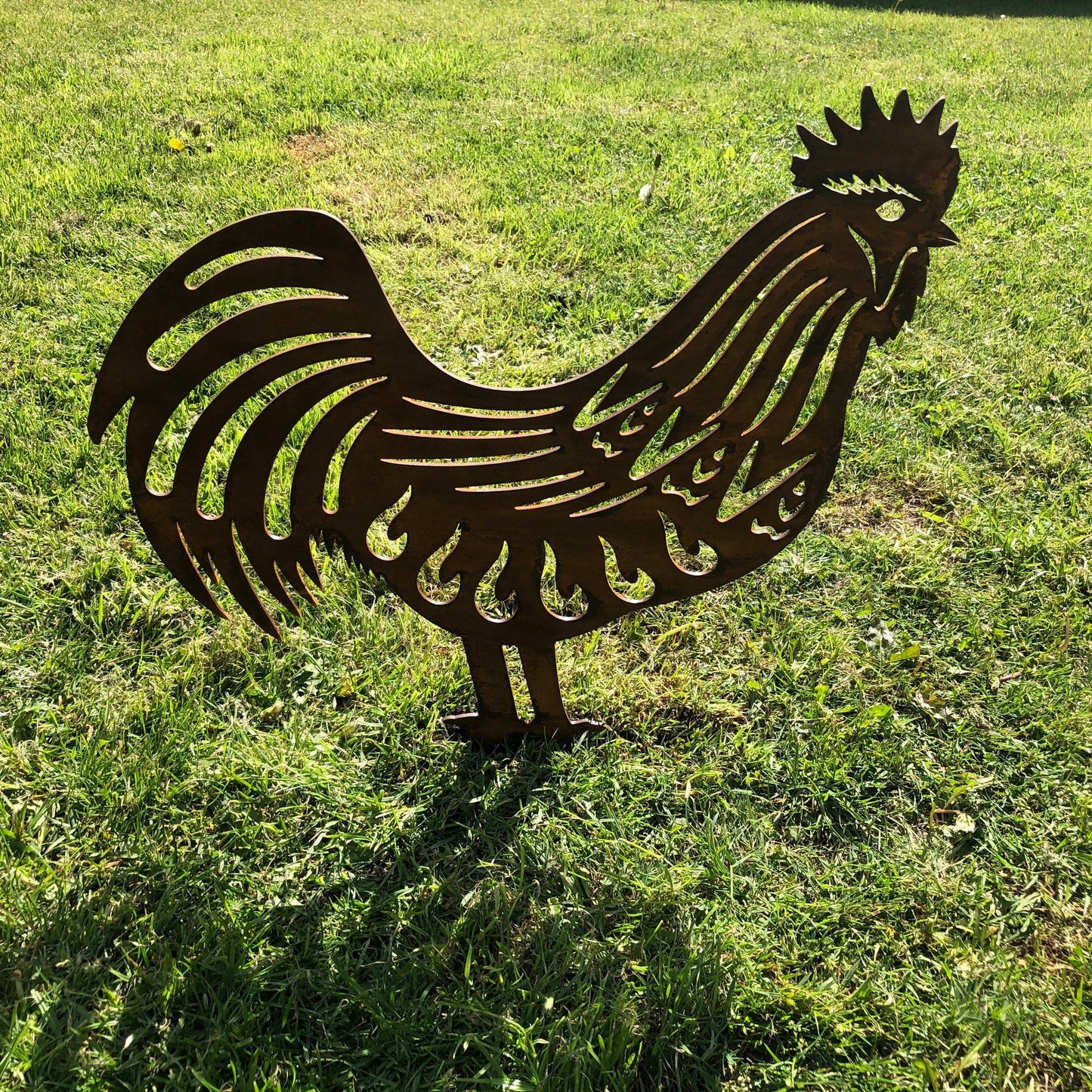 Rusty Metal Rooster Garden Decoration