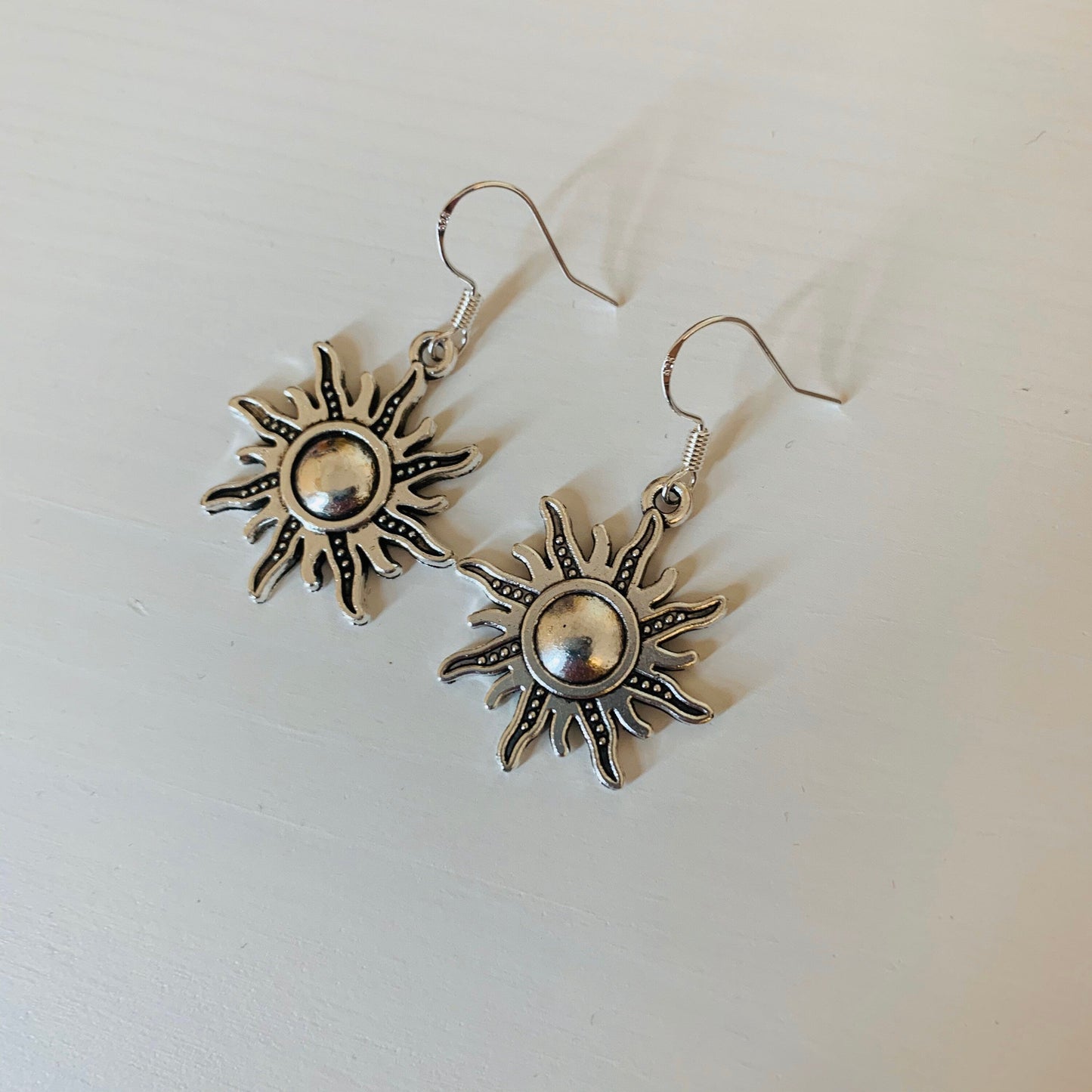 Silver or gold sun dangle earrings