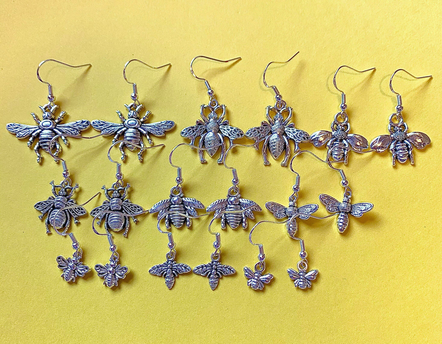 Silver bumble bee earrings