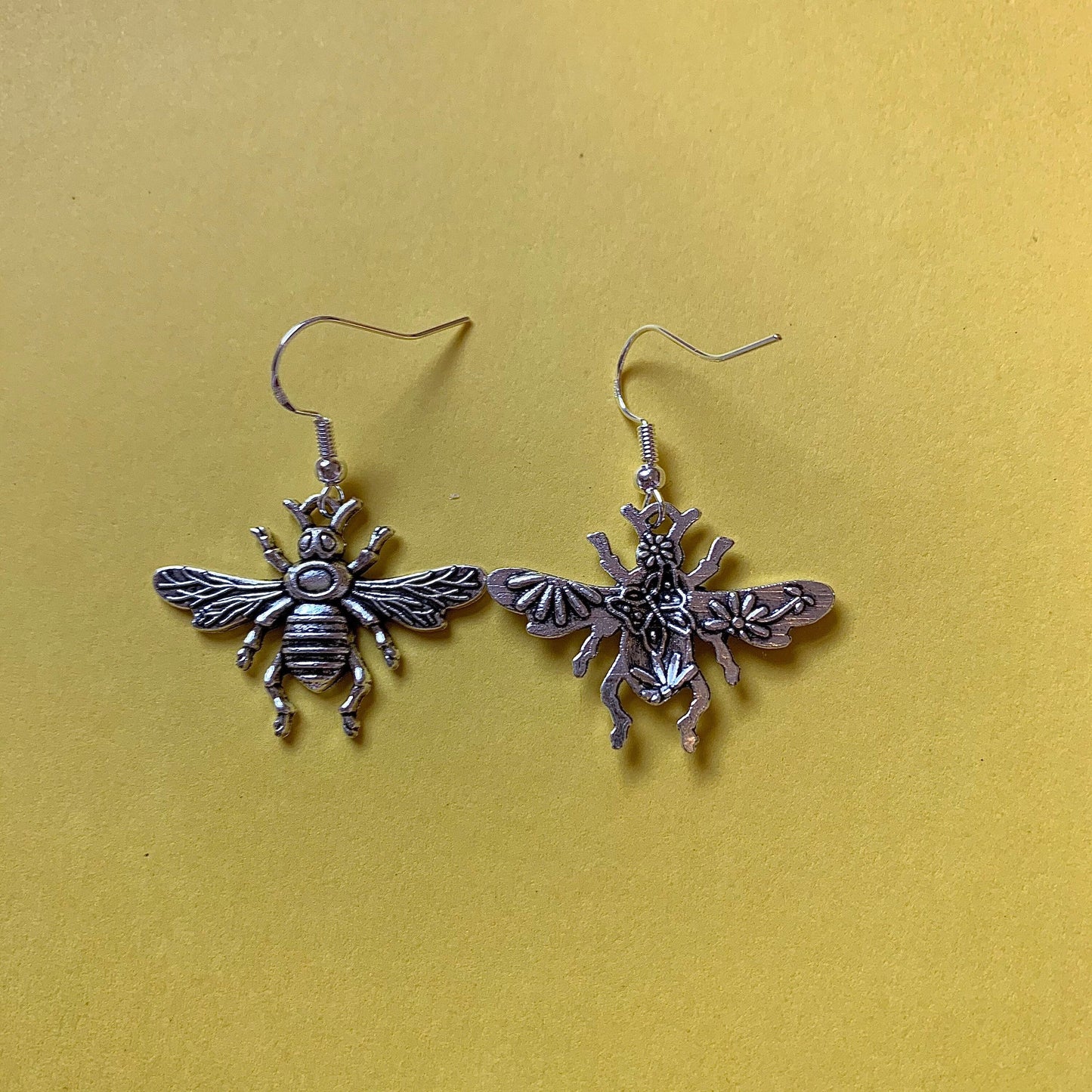 Silver bumble bee earrings